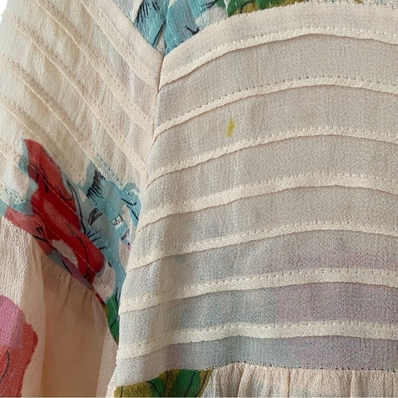 One Fine Day Anthropologie Rayon Tea Rose Semi Sheer Blouse I Size: XS - Picture 6 of 9